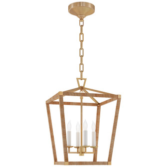 Darlana Wrapped LED Lantern in Antique-Burnished Brass and Natural Rattan (268|CHC5876ABNRT)