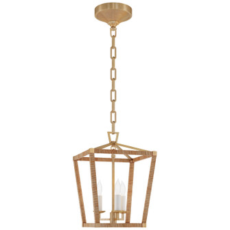 Darlana Wrapped LED Lantern in Antique-Burnished Brass and Natural Rattan (268|CHC5875ABNRT)