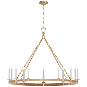 Darlana Wrapped LED Chandelier in Antique-Burnished Brass and Natural Rattan (268|CHC5874ABNRT)
