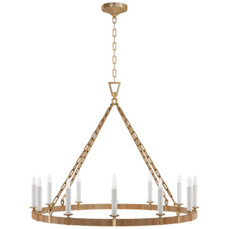 Darlana Wrapped LED Chandelier in Antique-Burnished Brass and Natural Rattan (268|CHC5873ABNRT)
