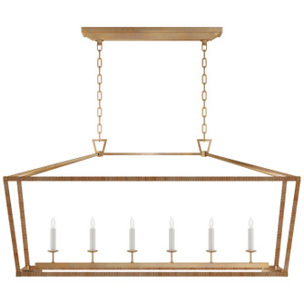 Darlana Wrapped LED Linear Pendant in Antique-Burnished Brass and Natural Rattan (268|CHC5766ABNRT)