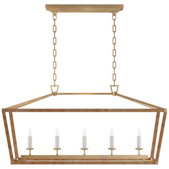 Darlana Wrapped LED Linear Pendant in Antique-Burnished Brass and Natural Rattan (268|CHC5765ABNRT)