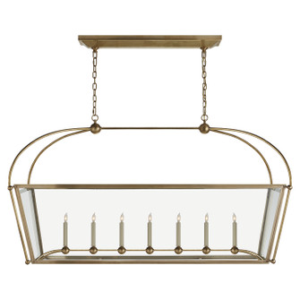 Riverside Seven Light Linear Pendant in Antique-Burnished Brass (268|CHC5438ABCG)