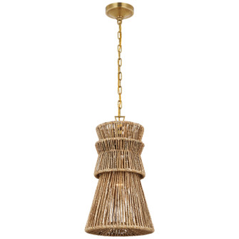 Antigua LED Pendant in Antique-Burnished Brass and Natural Abaca (268|CHC5021ABNAB)