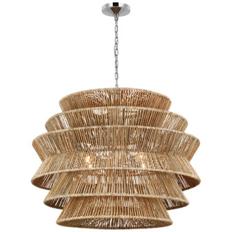 Antigua LED Chandelier in Polished Nickel and Natural Abaca (268|CHC5017PNNAB)