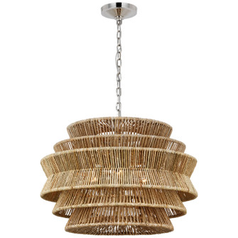 Antigua LED Chandelier in Polished Nickel and Natural Abaca (268|CHC5016PNNAB)