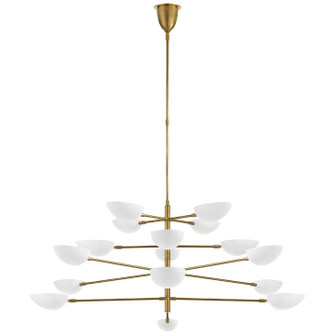 Graphic 16 Light Chandelier in Hand-Rubbed Antique Brass (268|ARN5503HABWHT)