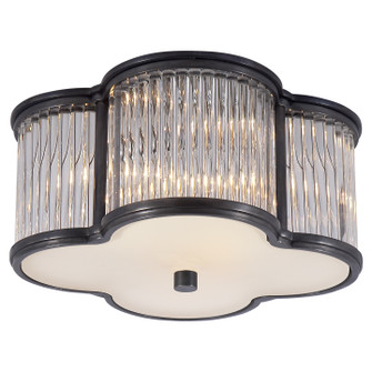 Basil Two Light Flush Mount in Gun Metal and Clear Glass Rods with Frosted Glass (268|AH4014GMCGFG)