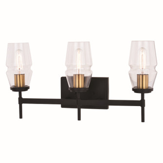 Warren Three Light Vanity in Matte Black/Brushed Brass (63|W0393)