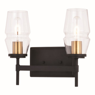 Warren Two Light Vanity in Matte Black/Brushed Brass (63|W0392)