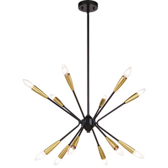 Ellis 12 Light Pendant in Matte Black and Satin Brass (63|P0375)