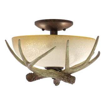 Lodge LED Fan Light Kit or Semi Flush Ceiling Light in Weathered Patina (63|LK33012WPC)
