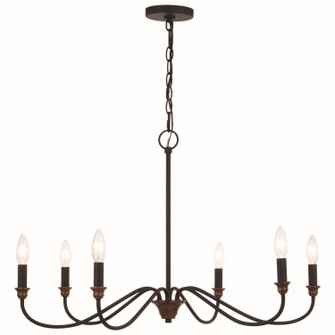 Annabelle Six Light Chandelier in Matte Black and Brushed Walnut (63|H0265)