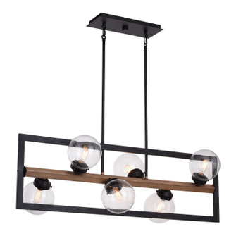 Bridgeview Six Light Linear Chandelier in Oil Rubbed Bronze and Light Walnut (63|H0257)