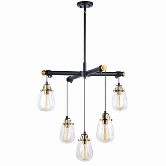Kassidy Five Light Chandelier in Black/Natural Brass (63|H0184)
