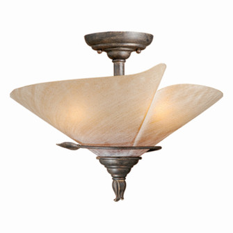 Capri Three Light Semi Flush Mount in Black Walnut (63|CPCFU150BW)