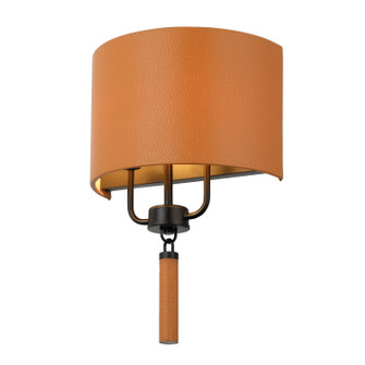 Secret Agent Two Light Wall Sconce in Black/Camel Leather (137|368W02BLC)