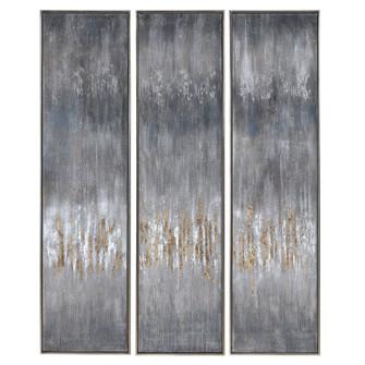 Gray Hand Painted Canvases, Set/3 in Silver Leaf (52|51304) Gray Hand Painted Canvases, Set/3 in Silver Leaf (52|51304)