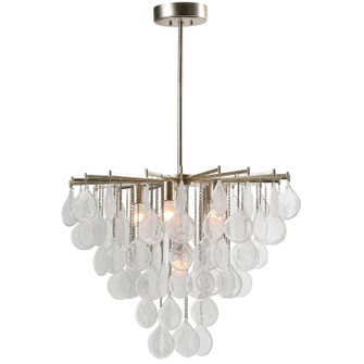 Goccia Six Light Pendant in Antiqued Bright Silver Leaf (52|21544)