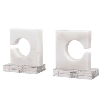 Clarin Bookends, S/2 in Clean, White And Gray (52|17864)