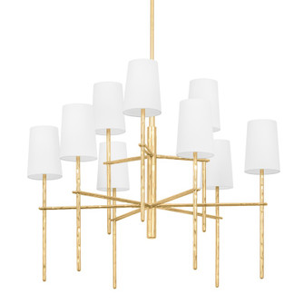 River Nine Light Chandelier in Vintage Gold Leaf (67|F8834VGL)