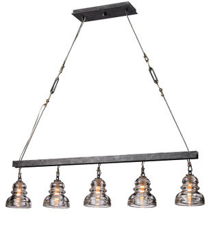 Menlo Park Five Light Island Pendant in Old Silver (67|F3138)