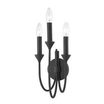 Cate Three Light Wall Sconce in Forged Iron (67|B1003FOR)