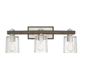 Halifax Three Light Bath Bar in Satin Nickel with Gray Wood (51|812553165)