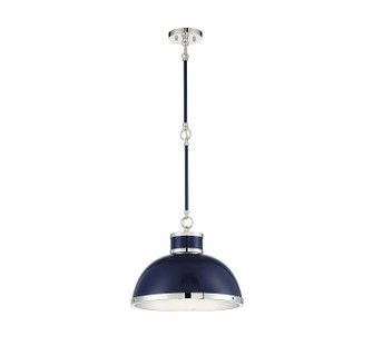 Corning One Light Pendant in Navy with Polished Nickel Accents (51|788821174)