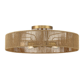 Ashe Five Light Semi Flush Mount in Warm Brass and Rope (51|616825320)