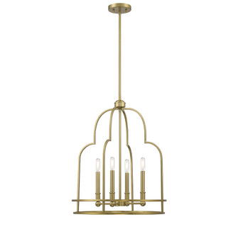 Diplomat Four Light Pendant in Warm Brass (51|366124322)