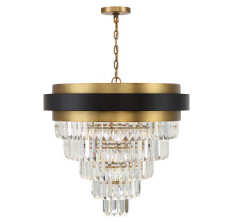 Marquise Nine Light Chandelier in Matte Black with Warm Brass Accents (51|116689143)