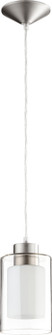 Cameron One Light Pendant in Satin Nickel|Clear|White (19|882165)