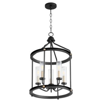 Empire Five Light Entry Pendant in Textured Black|Aged Brass (19|82956980)