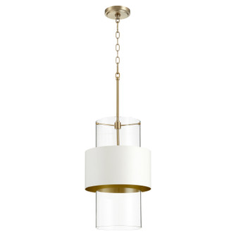 Glass Cylinder Drum Pendants One Light Pendant in Aged Brass w/ Studio White (19|80130880)