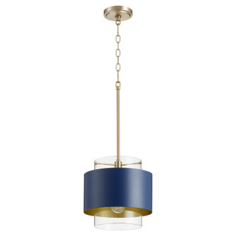 Glass Cylinder Drum Pendants One Light Pendant in Aged Brass w/ Blue (19|80123280)