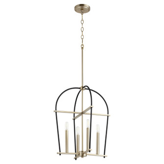 Espy Four Light Entry Pendant in Textured Black|Aged Brass (19|68746980)