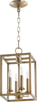 Cuboid Entries Four Light Entry Pendant in Aged Brass (19|67314180)