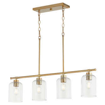Tribute Four Light Linear Chandelier in Aged Brass (19|6574480)