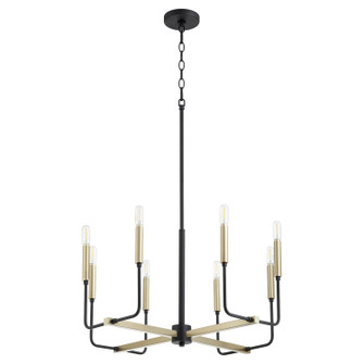 Lacy Eight Light Chandelier in Textured Black|Aged Brass (19|63186980)