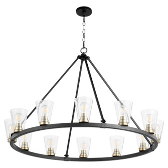 Paxton 12 Light Chandelier in Textured Black w/ Aged Brass (19|63126980)