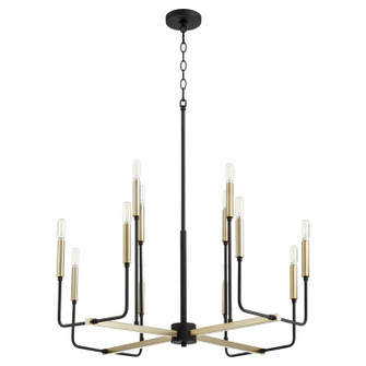 Lacy 12 Light Chandelier in Textured Black|Aged Brass (19|631126980)
