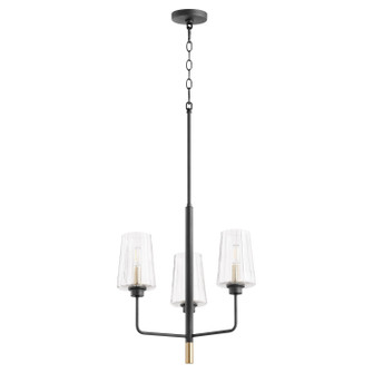 Dalia Three Light Chandelier in Textured Black w/ Aged Brass (19|62536980)