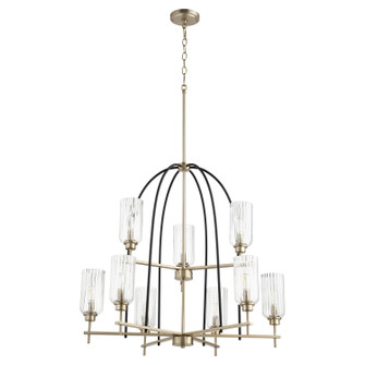 Espy Nine Light Chandelier in Textured Black|Aged Brass (19|60796980)