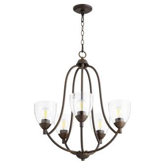 Barkley Five Light Chandelier in Oiled Bronze|Clear Seeded (19|60695286)