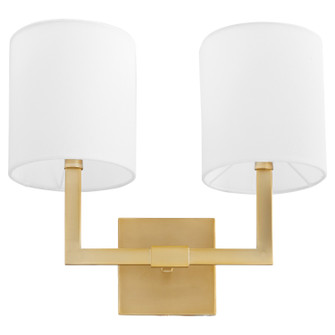 Bolero Two Light Wall Mount in Aged Brass|White Linen (19|5377280)