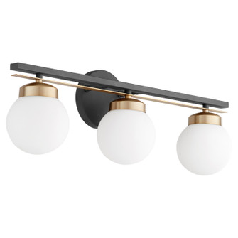 Nimbus Three Light Vanity in Textured Black w/ Aged Brass (19|50636980)