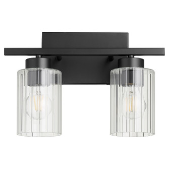 Ladin Two Light Vanity in Textured Black w/ Clear Fluted Glass (19|501269)