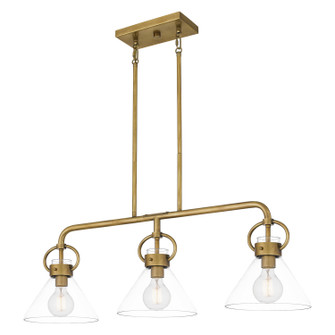 Webster Three Light Linear Chandelier in Weathered Brass (10|WBS136WS)