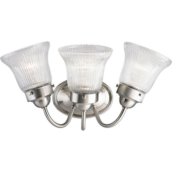 Fluted Glass-Clear Three Light Bath Bracket in Brushed Nickel (54|P328909)